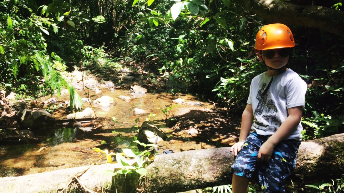 seven year old on ziplining adventure tour in Puerto Rico