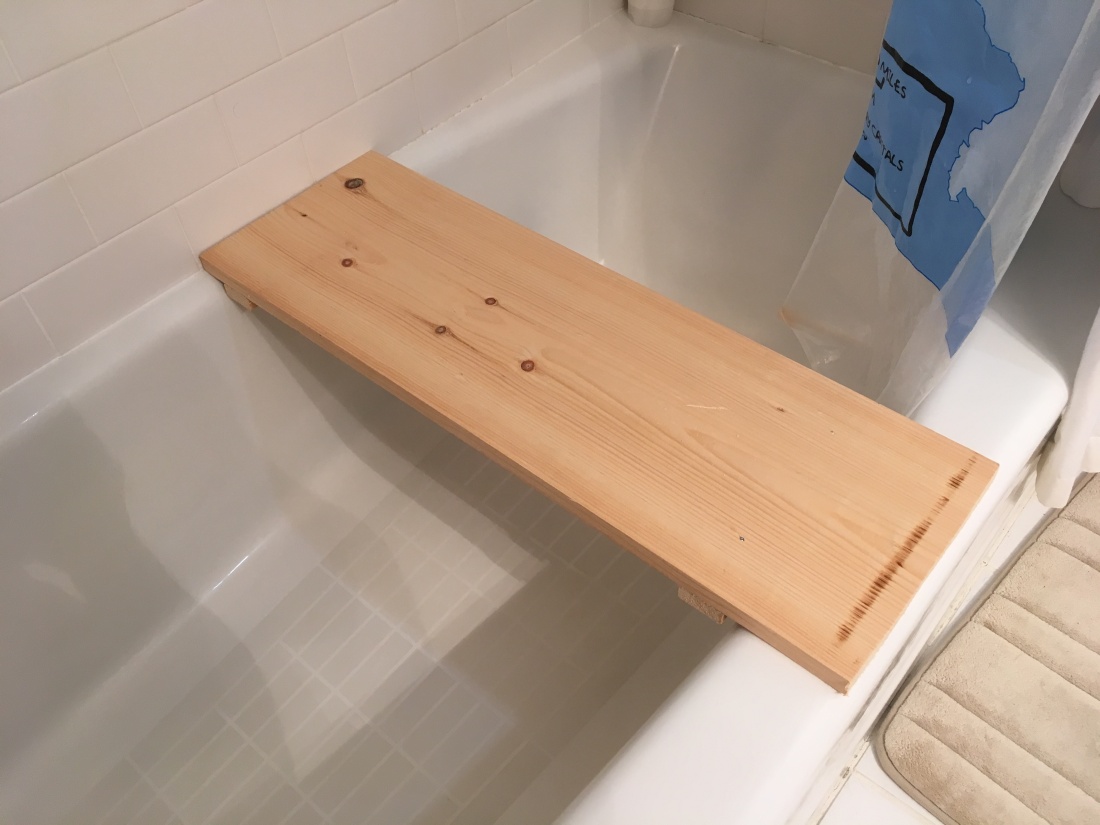 DIY bath tub shelf